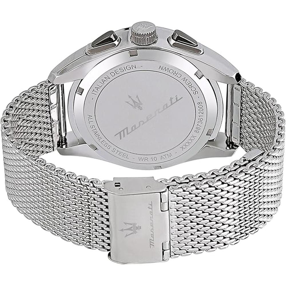 Maserati Traguardo Chronograph Stainless Steel Mesh Bracelet Silver‑Tone Tachymeter Mens Watch With Grey Dial - R8873612008 - Image 3